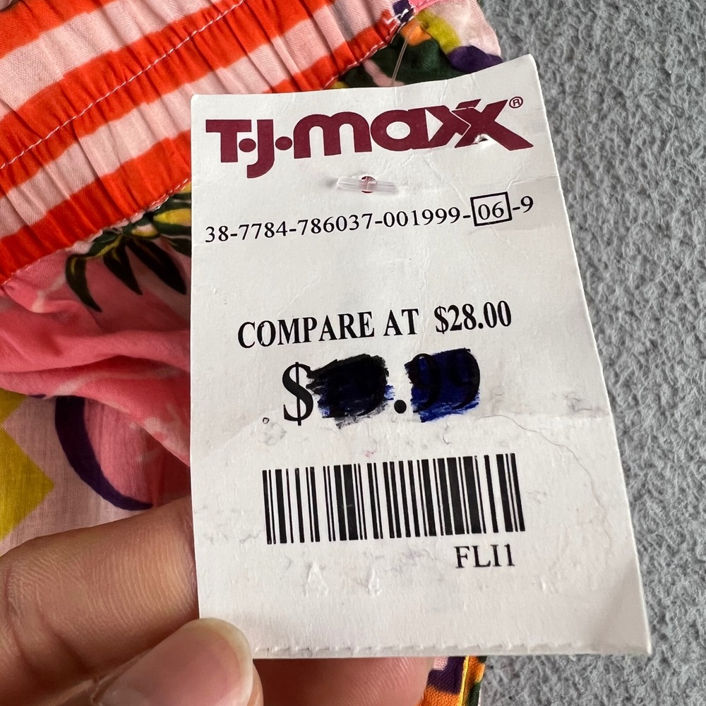 New Haute Hippie Tropical Print Drawstring Pants Pink Orange Yellow Palm Tree XL - Picture 11 of 13